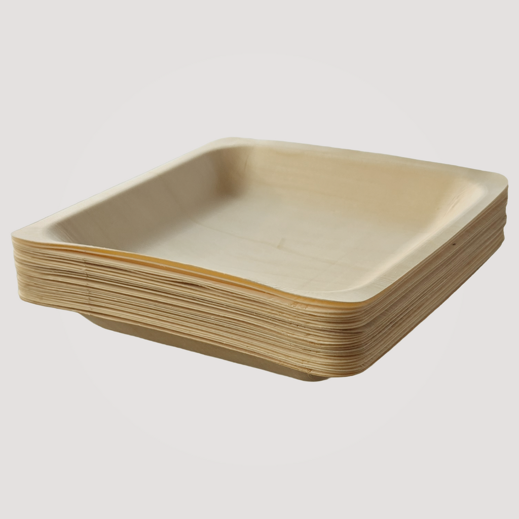 Eco Friendly Square Wooden Plate 9" X 9" (300 Pack) $0.52 each - like Bamboo and Palm leaf