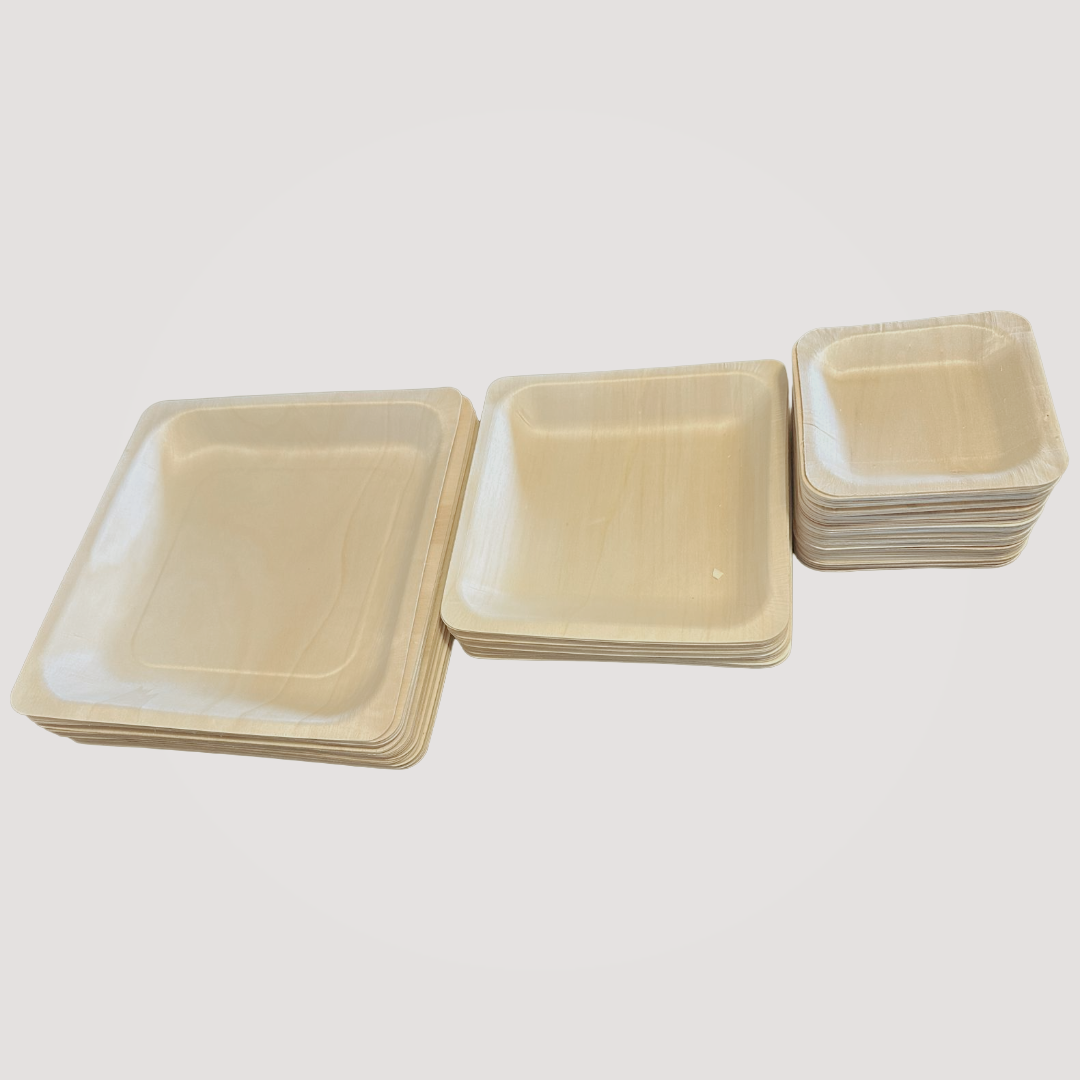 Eco Friendly Square Wooden Plate 9" X 9" (300 Pack) $0.52 each - like Bamboo and Palm leaf