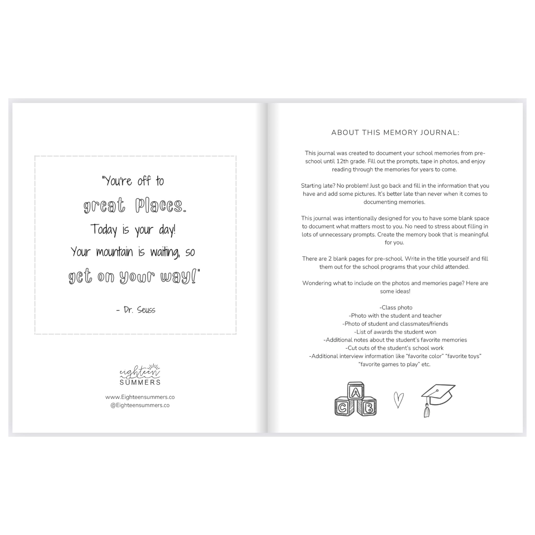 Timeless Gray Plaid School Memory Journal