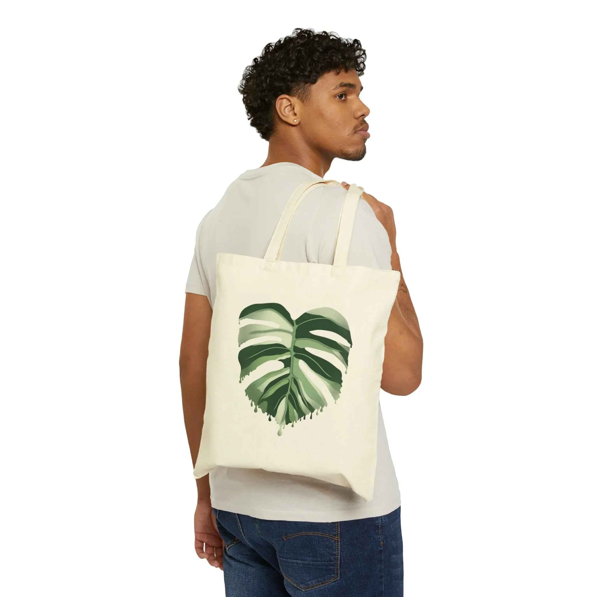 Melting Monstera Albo Canvas Tote Bag – Eco Friendly Everyday Carry