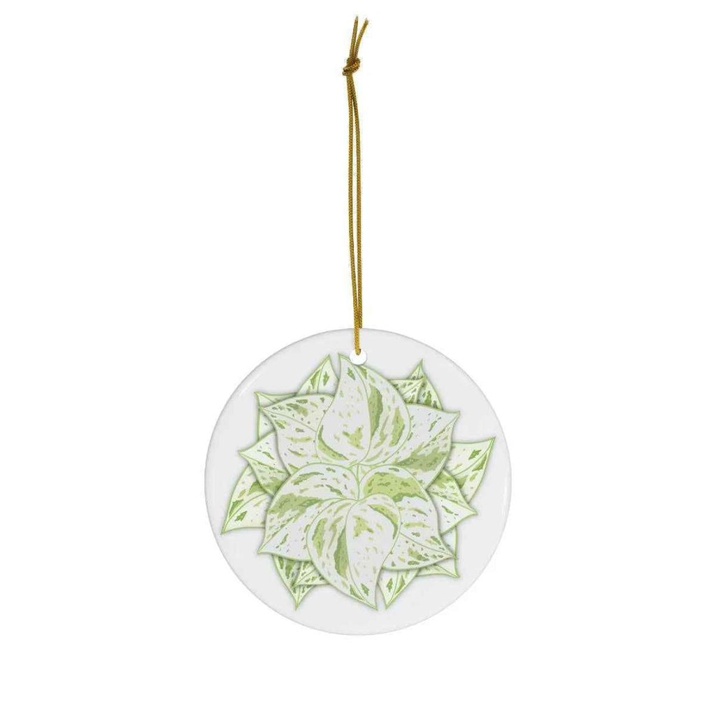 Snow Queen Pothos Ceramic Ornament – Translucent Leaf Holiday Decor