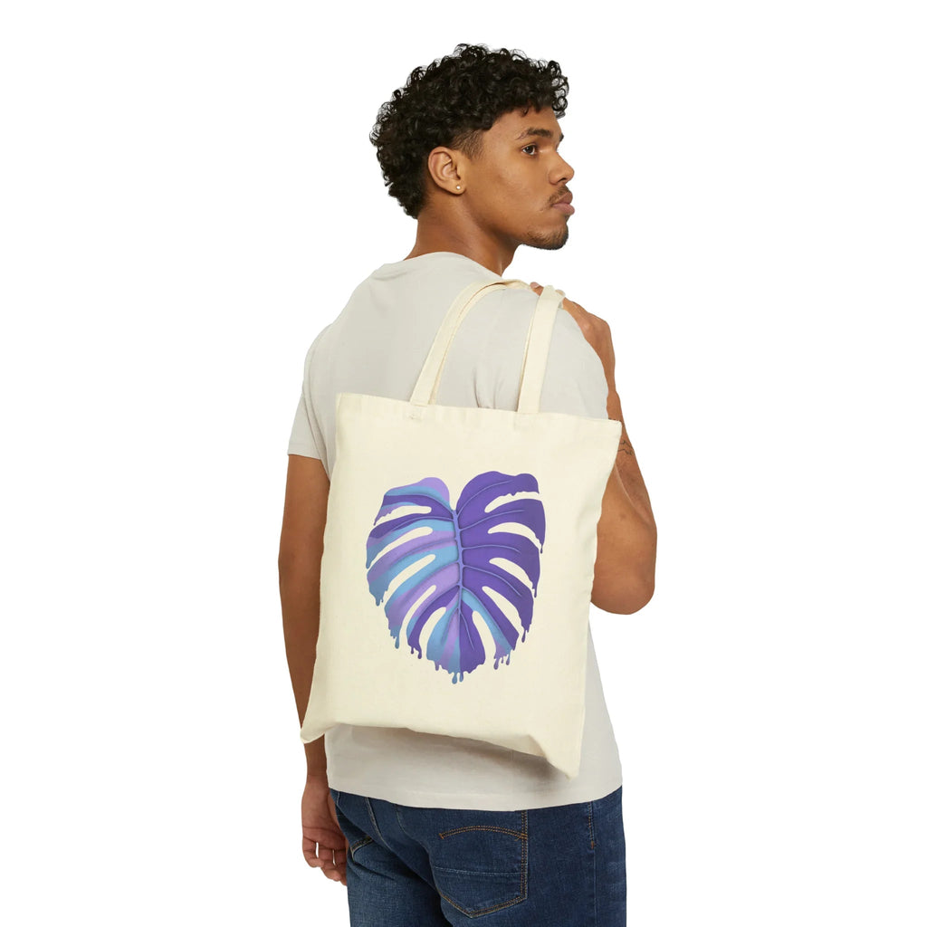 Purple Monstera Canvas Tote Bag – Eco Friendly Everyday Carry