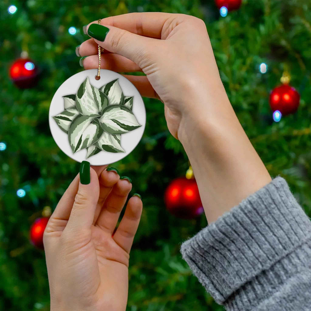 Manjula Pothos Ceramic Ornament – Gold String Holiday Decor