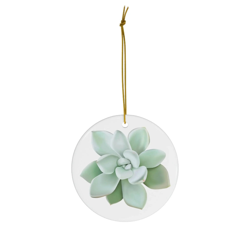 Pachyveria Haagei Succulent Ceramic Ornament – Pastel Blue Holiday Decor