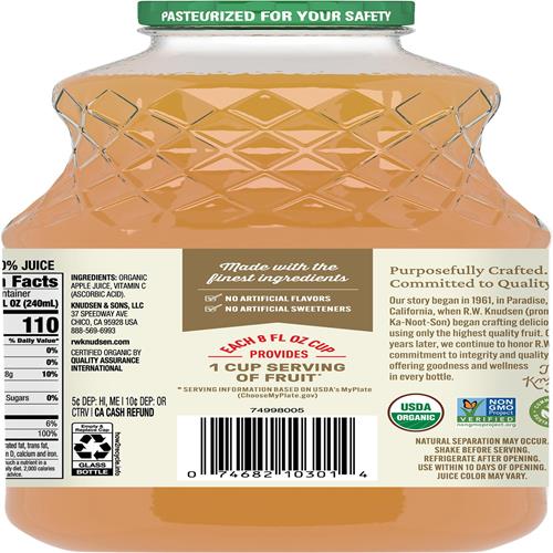 R.W. Knudsen, Organic Apple Juice, 32 Fl Oz