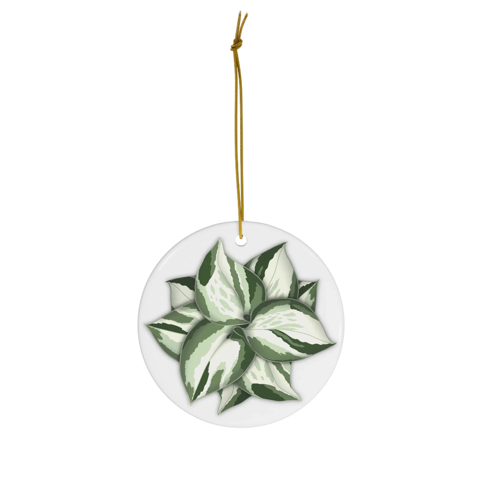 Manjula Pothos Ceramic Ornament – Gold String Holiday Decor