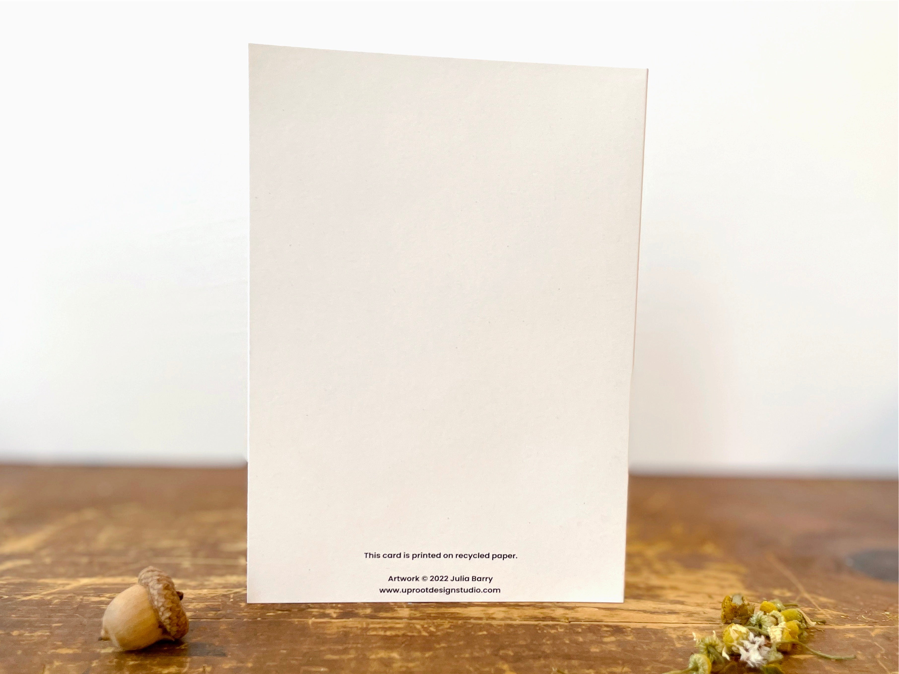 "Let Yourself Grow" Hand-Lettered Card w. Woman's Face, Long Hair & Flowers - Recycled Eco Greeting Card + Envelope, Blank inside (Grow & Bloom)