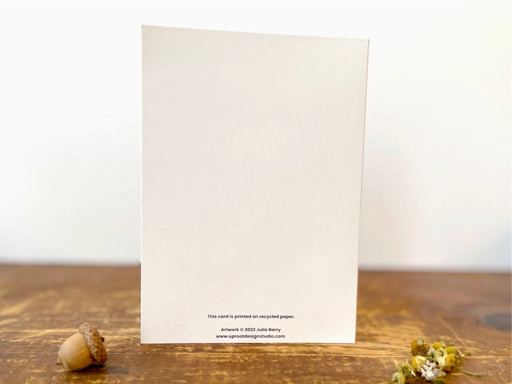 Joyful Tomato Gardener - Recycled Hand-Drawn Eco Greeting Card + Recycled Envelope, Blank inside (Grow & Bloom)