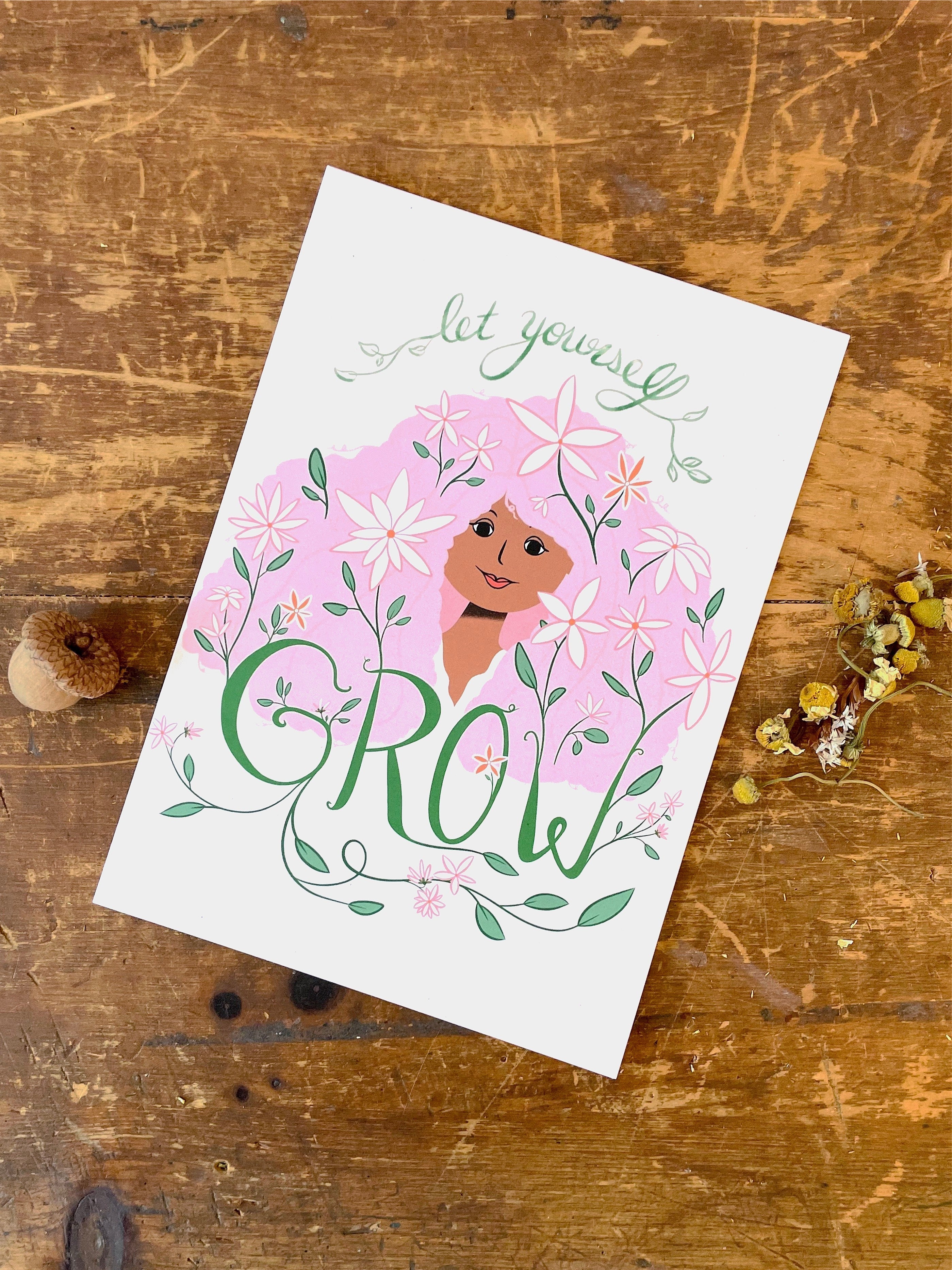 Eco Recycled 4x6 Greeting Cards w. Hand-Drawn Art + Recycled Envelopes, Blank inside - Assorted (Grow & Bloom)