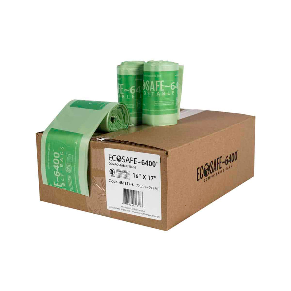 EcoSafe 2.5 Gal Compostable Bags - 16x17 (3-Roll Pack, QTY:90)