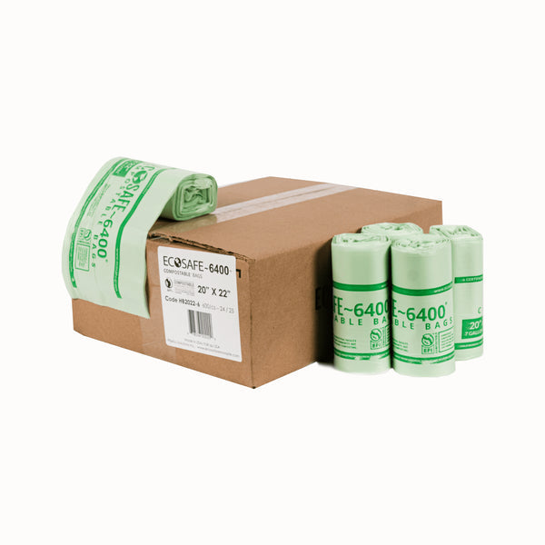 EcoSafe Zero Waste 7 Gallon Compostable Bags 20x22" (QTY 600), SKU HB2022-6