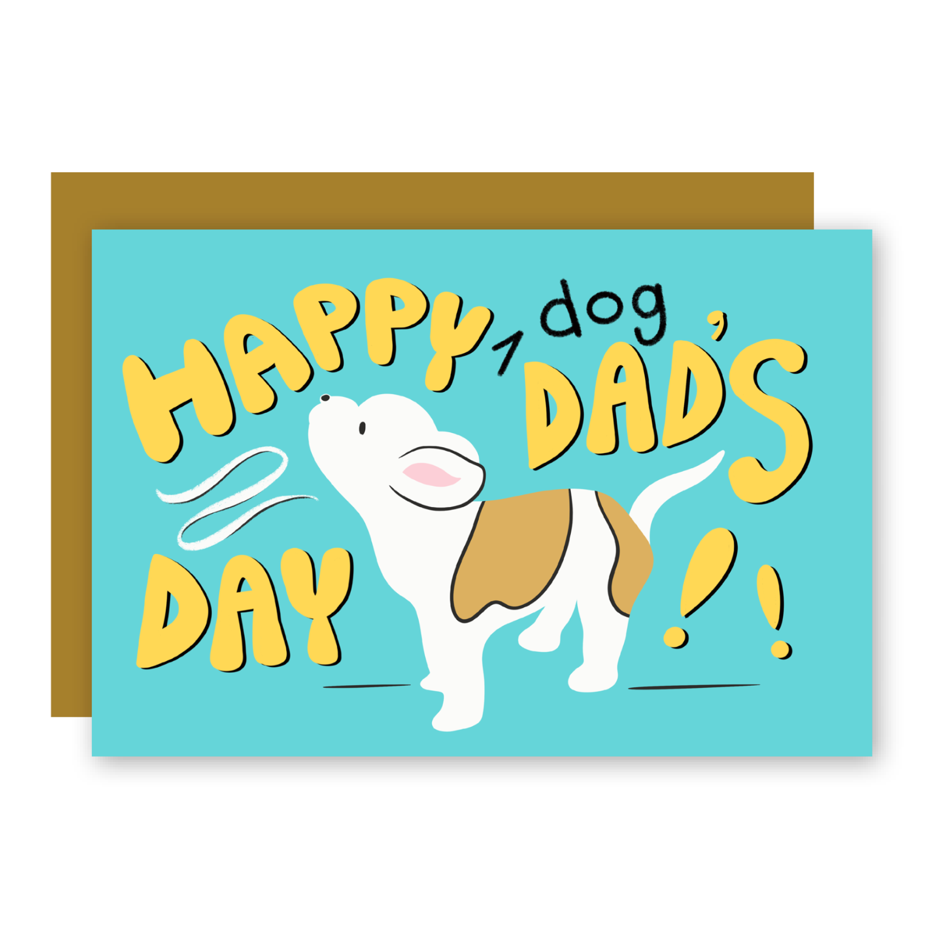 Happy Father's Day Dog Dad w. Howling Puppy Greeting Card + Matching Envelope (Occasion)