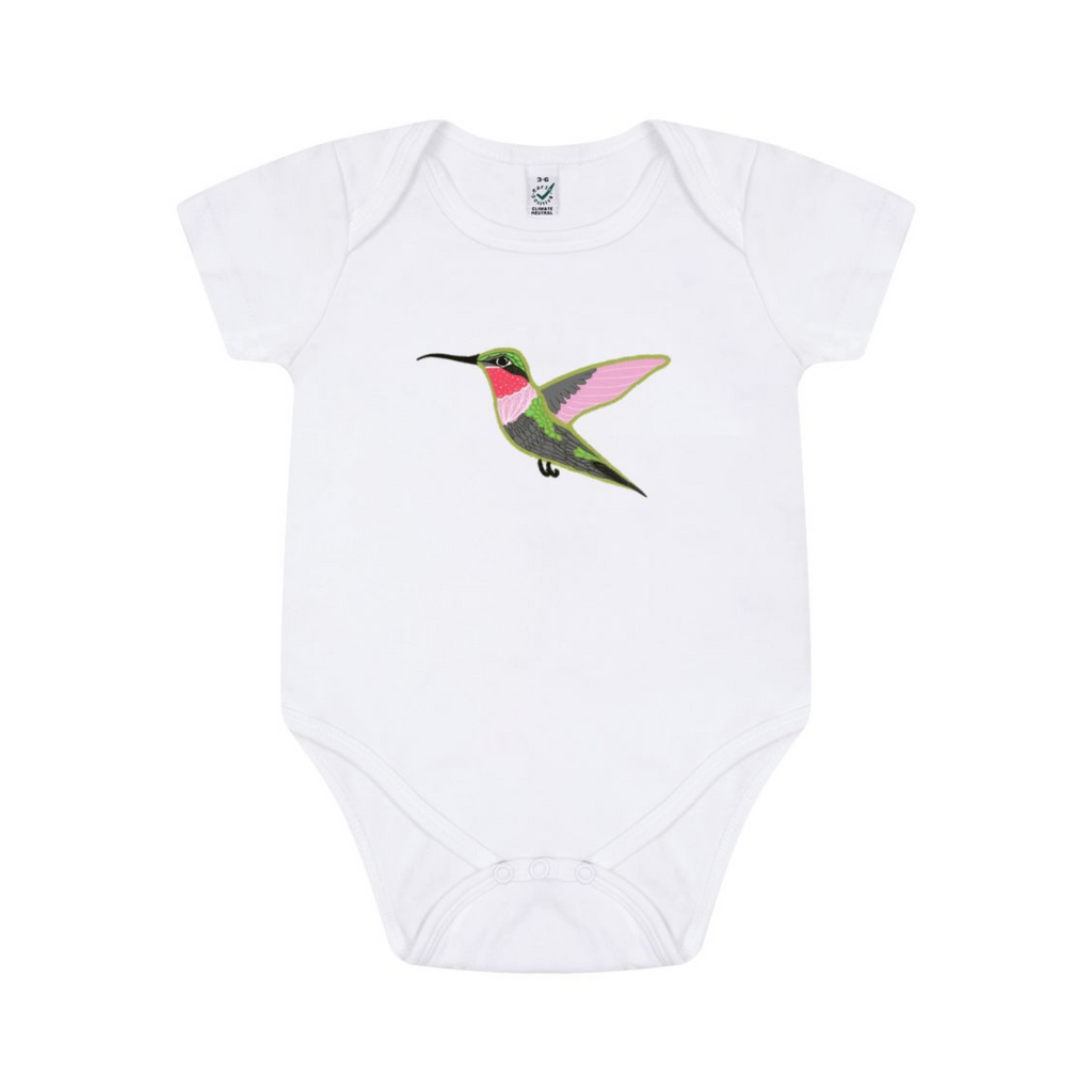 Hummingbird Organic Onesie - White (Celebrate Pollinators)