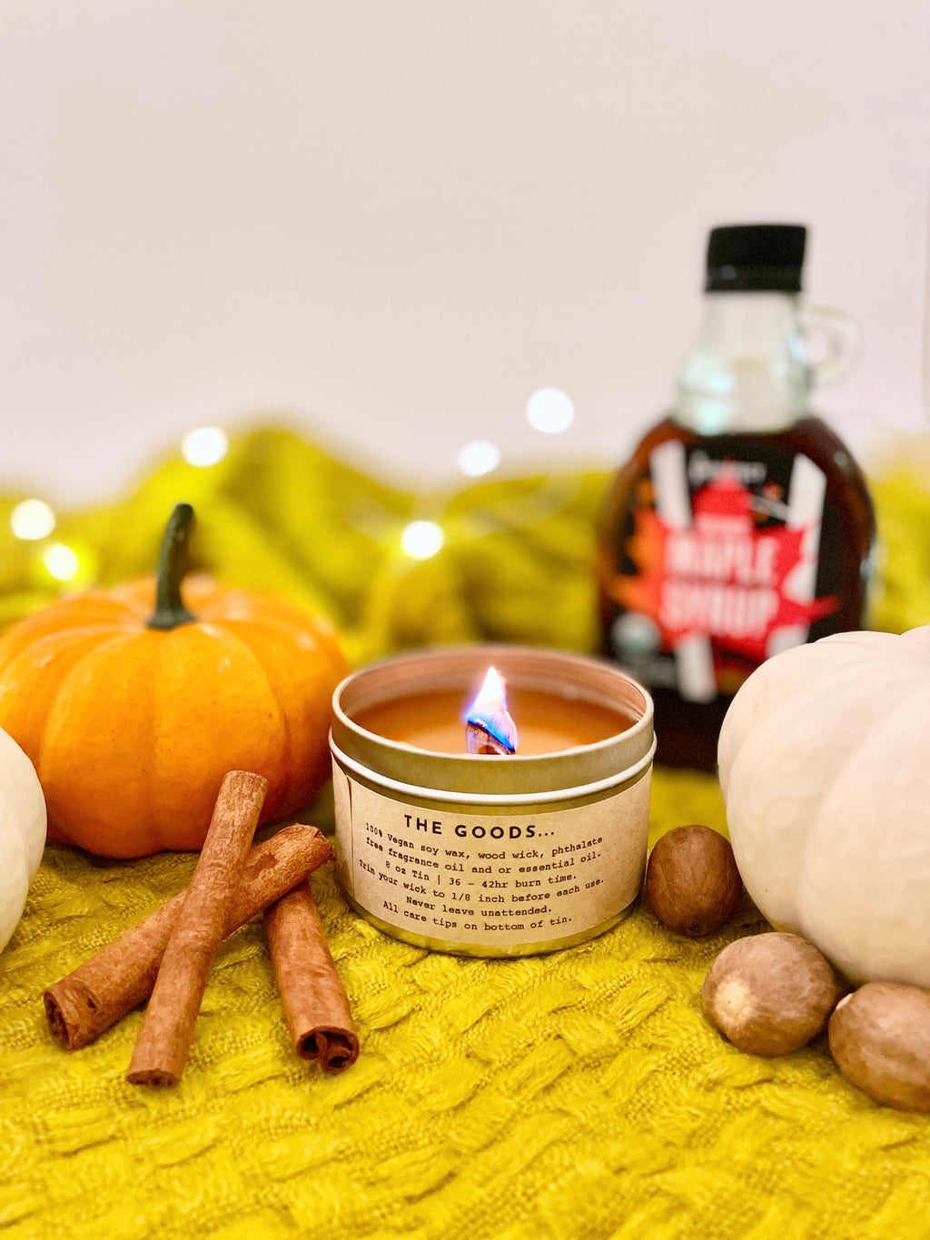 "Pumpkin Spice" Soy Crackling Wick Eco-Candle - Sugared Maple, Pumpkin, Cinnamon & Nutmeg (Shine On / Winter Dreaming)