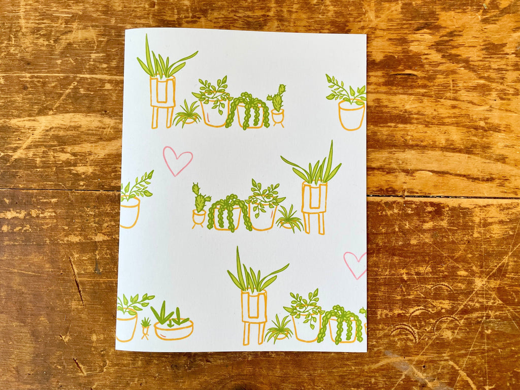 Whimsical Love Plants Eco Recycled Greeting Cards w. Hand-Drawn Art + Recycled Envelopes, Blank inside - Assorted (Plant Parenthood)
