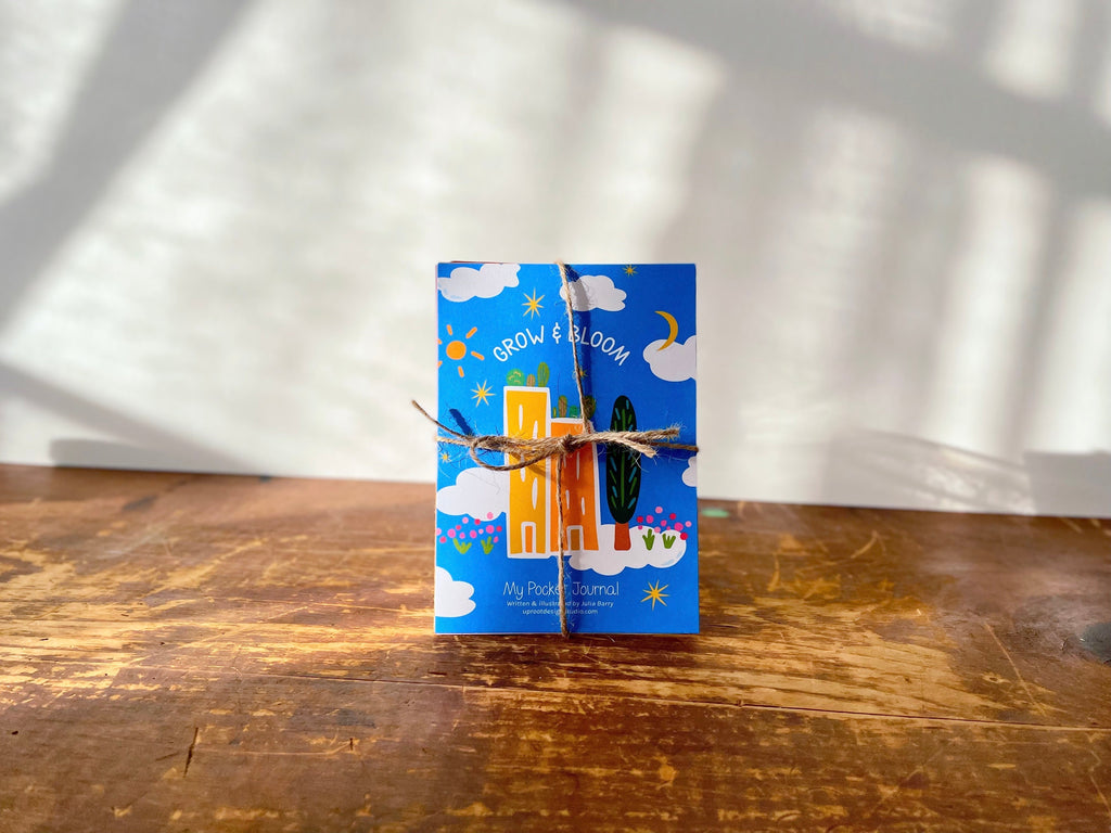 Golden Light Candle Relaxation Set: "Alpine Meadow" Scented (Honeysuckle + Patchouli) Candle,  Meditation Card + Mindfulness Journal (Grow & Bloom)