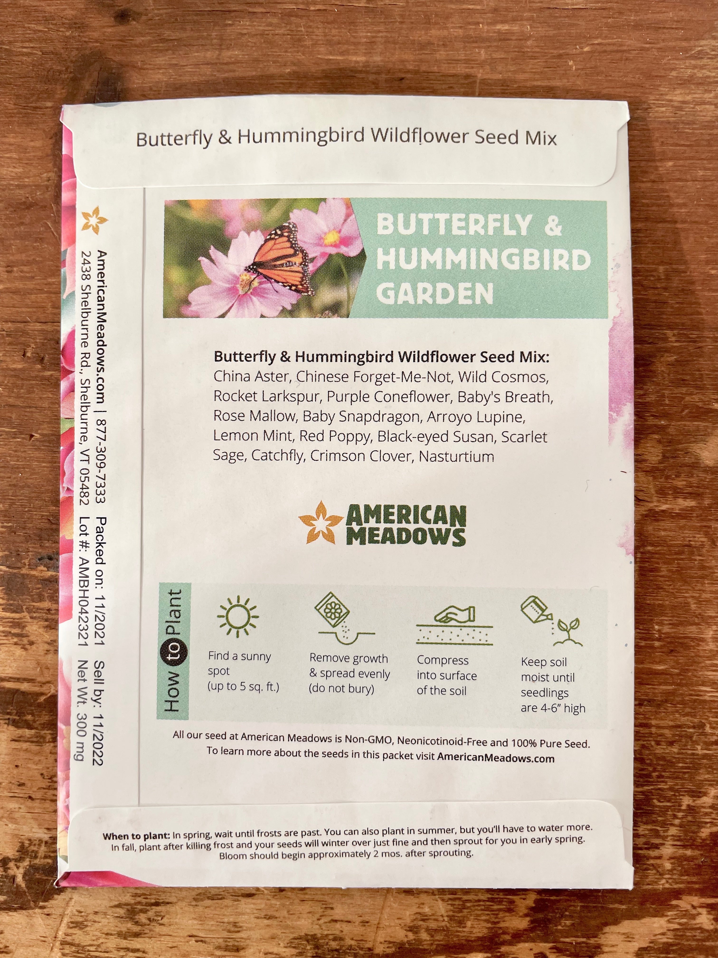 Non-GMO Wildflower Pollinator Garden Seed Packet - Attract Bees, Butterflies & Hummingbirds! (Seeds of Hope)