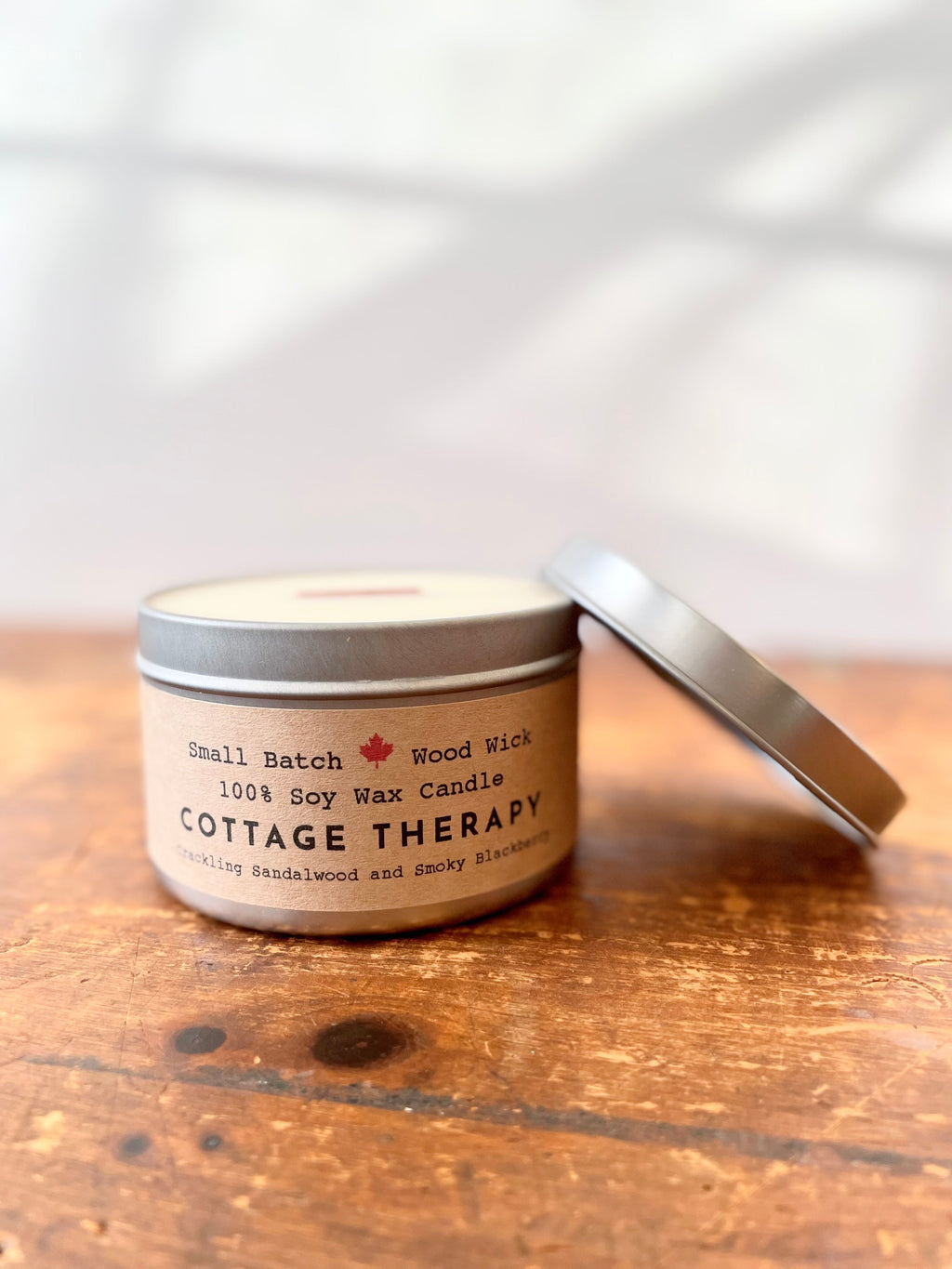 "Cottage Therapy" Soy Crackling Wick Eco-Candle - Crackling Sandalwood & Smoky Blackberry Scent (Shine On / Winter Dreaming)