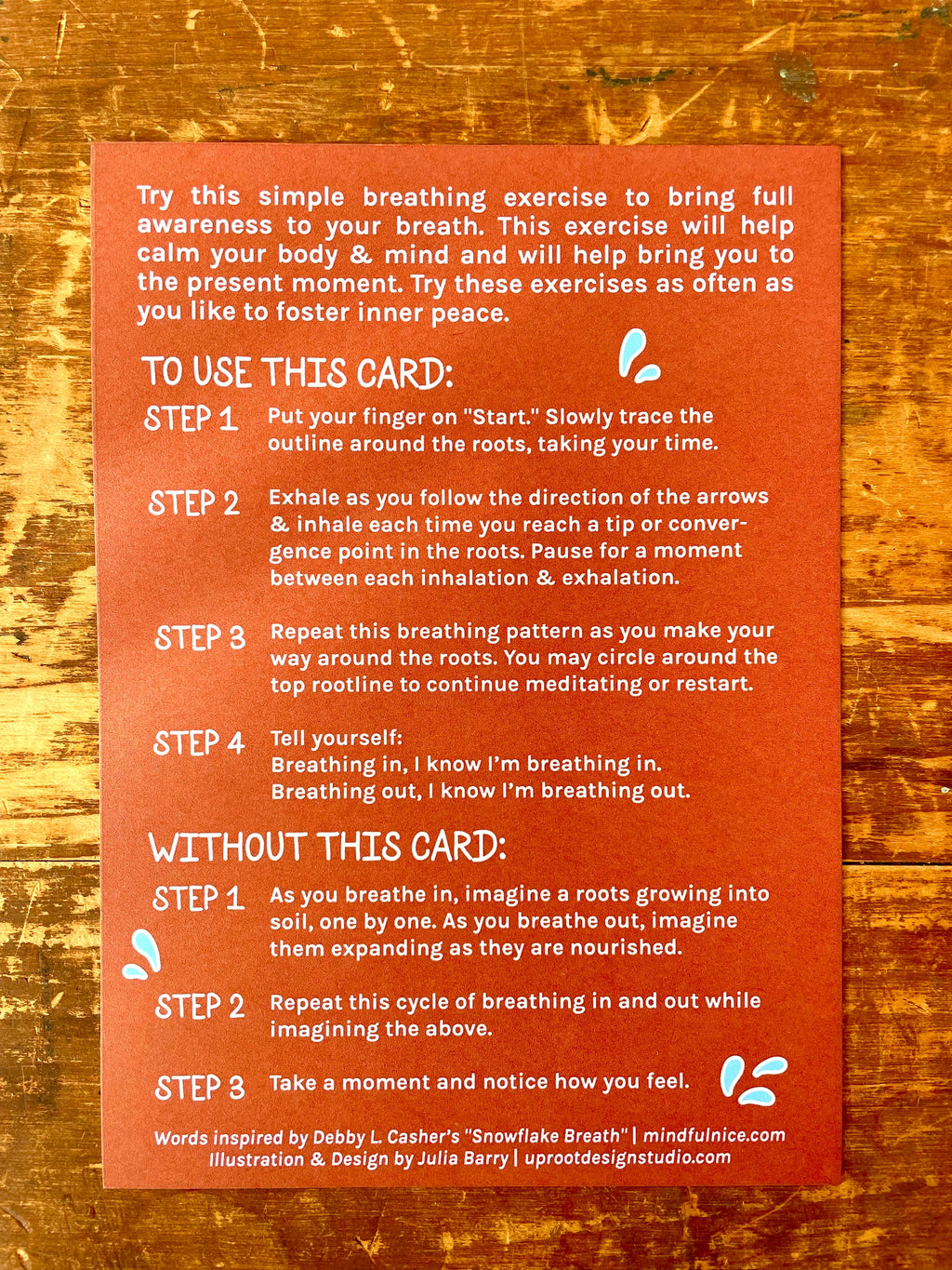 "Rooted Meditation" Hand-Illustrated Meditation Card w. Instructions 5x7"