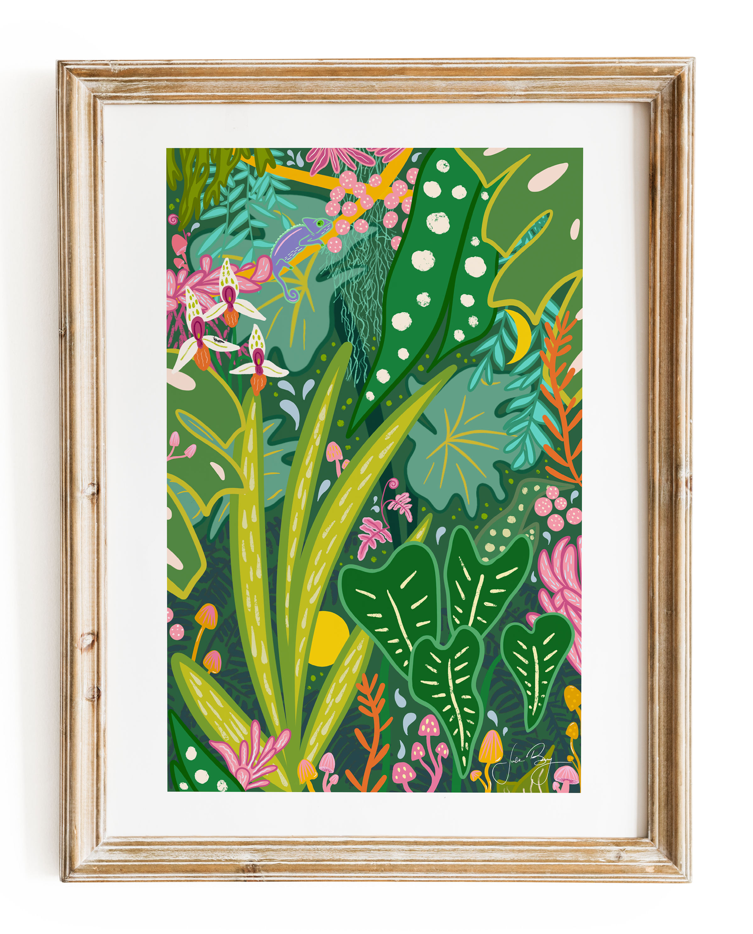 "Into the Jungle" Colorful Eco-Art Print 12x18"