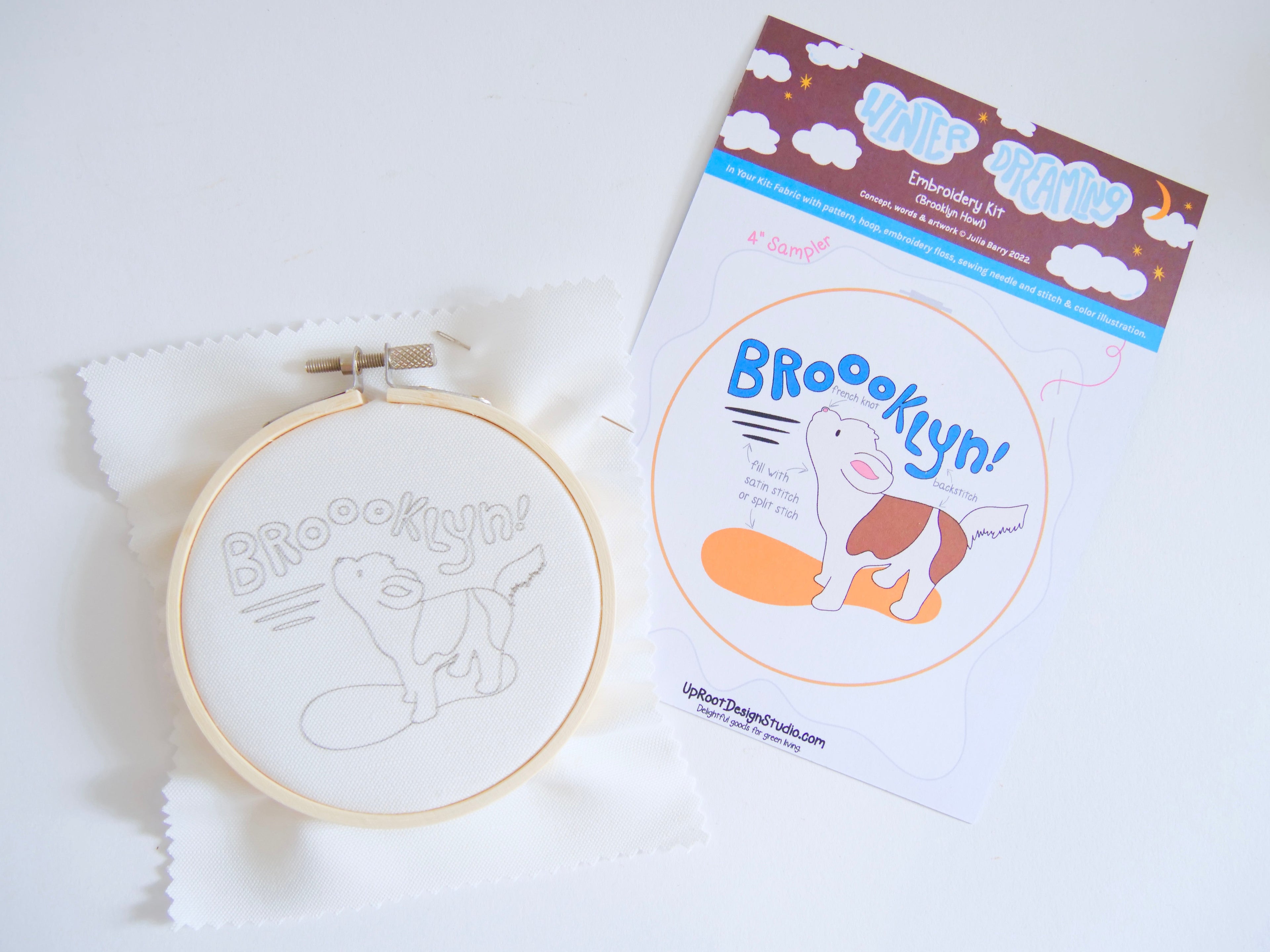 Adorable Brooklyn Howling Dog Eco-Embroidery Kit (Joyful Threads Winter Dreaming)