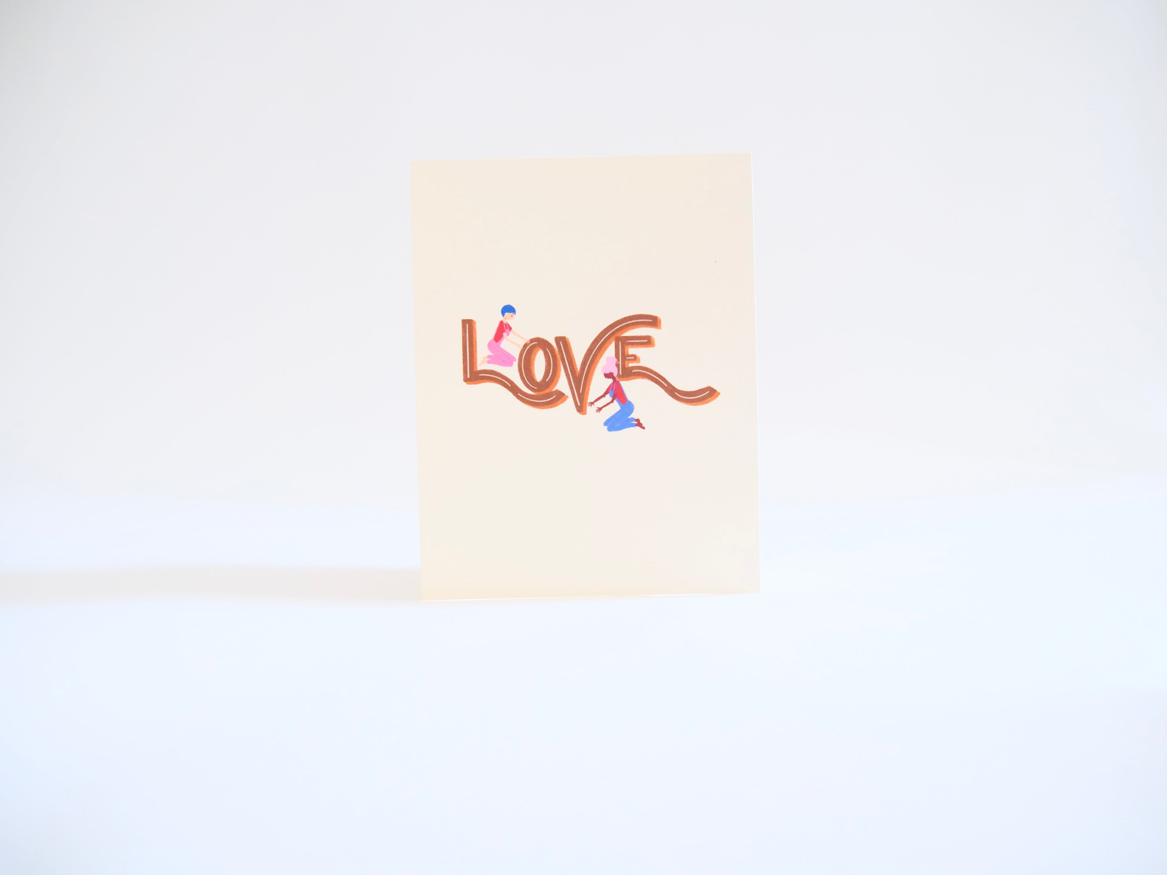 Love Letters Hand-Lettered Greeting Card with Two People + Matching Envelope (Everyday)