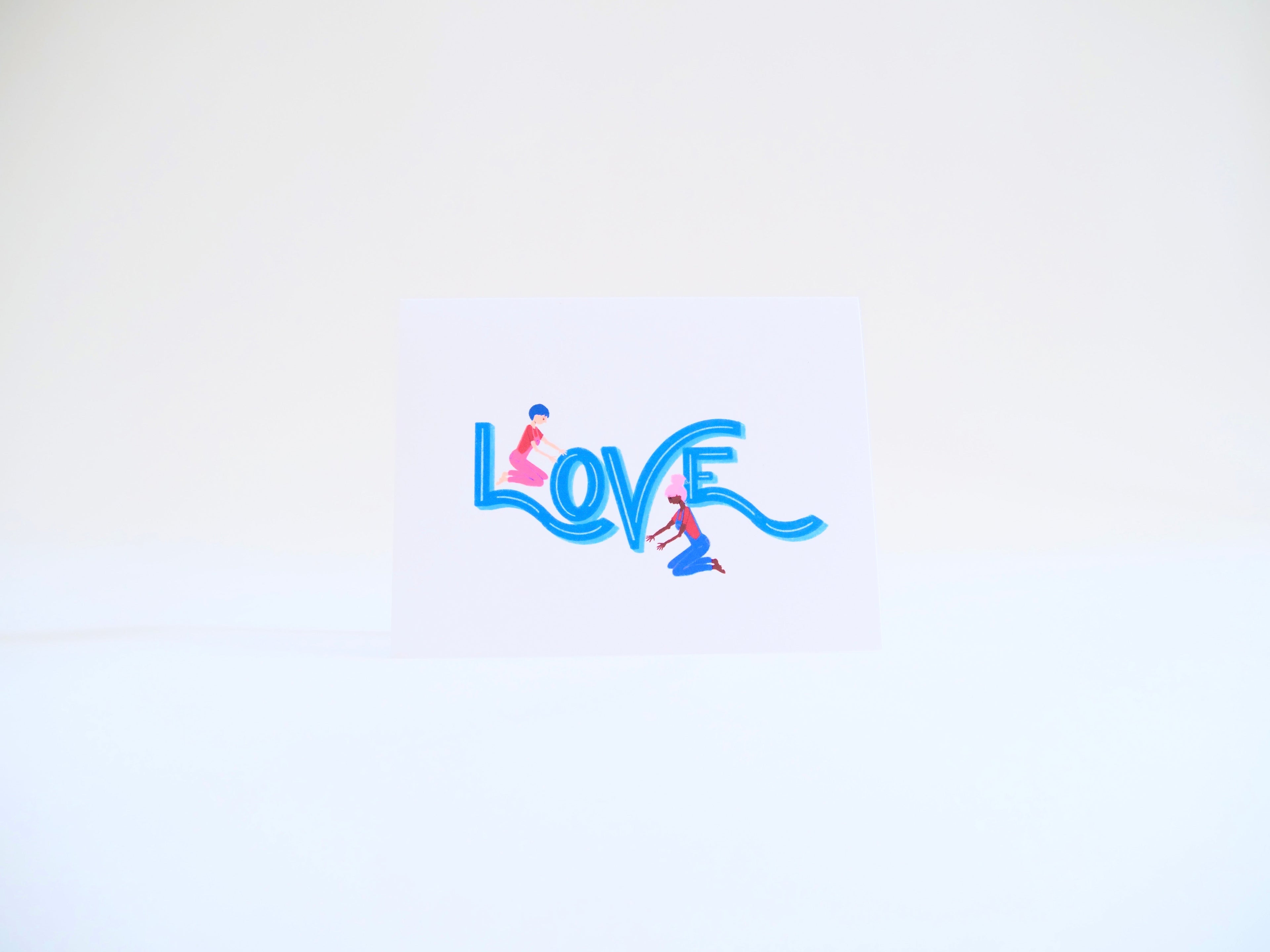 Love Letters Hand-Lettered Greeting Card with Two People + Matching Envelope (Everyday)