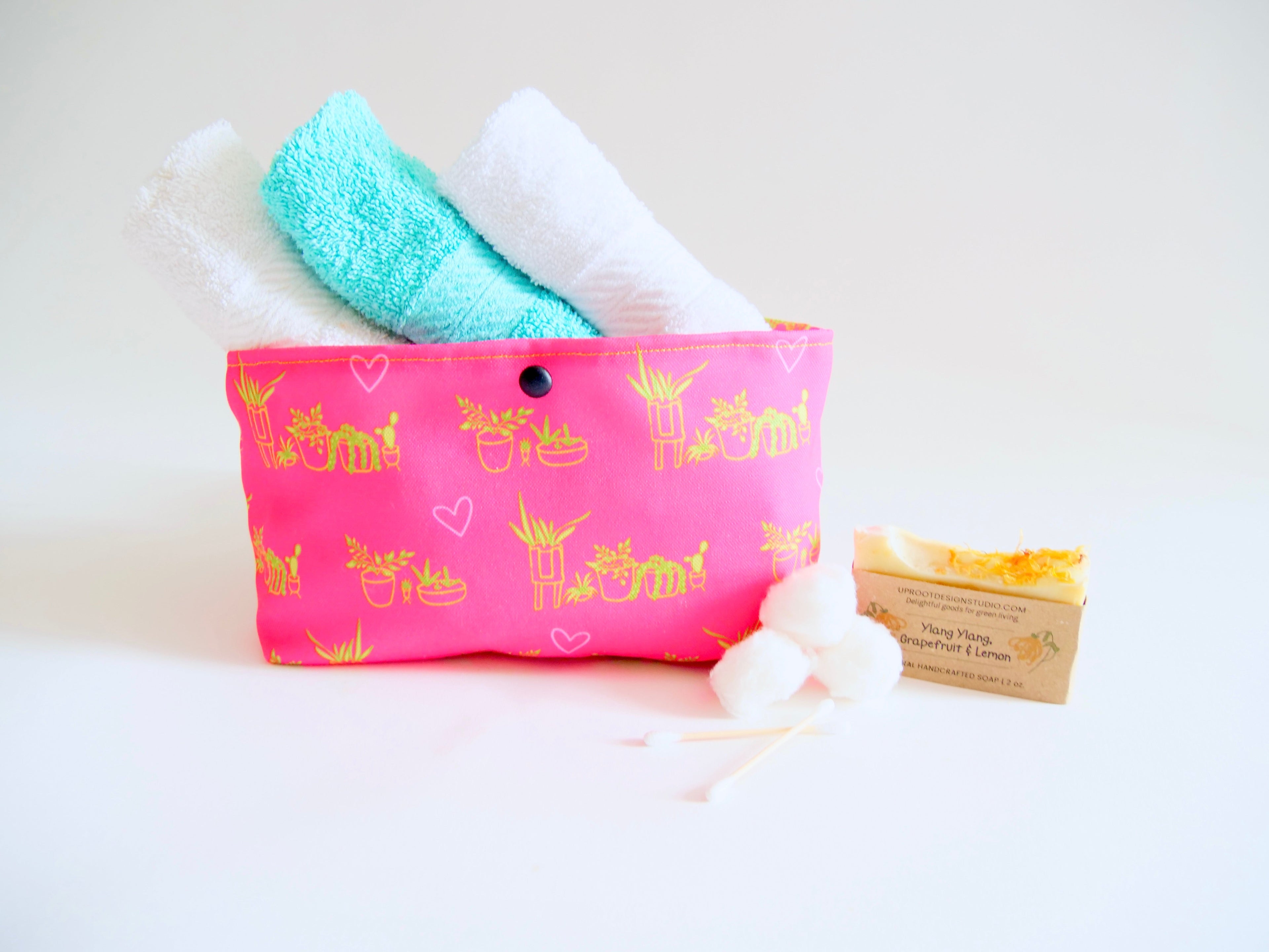 Hand-sewn Recycled Canvas Button Pouch Organizer Bag for Toiletry, Makeup, Bathroom, Vanity, Desk, Office, Purse Sundries