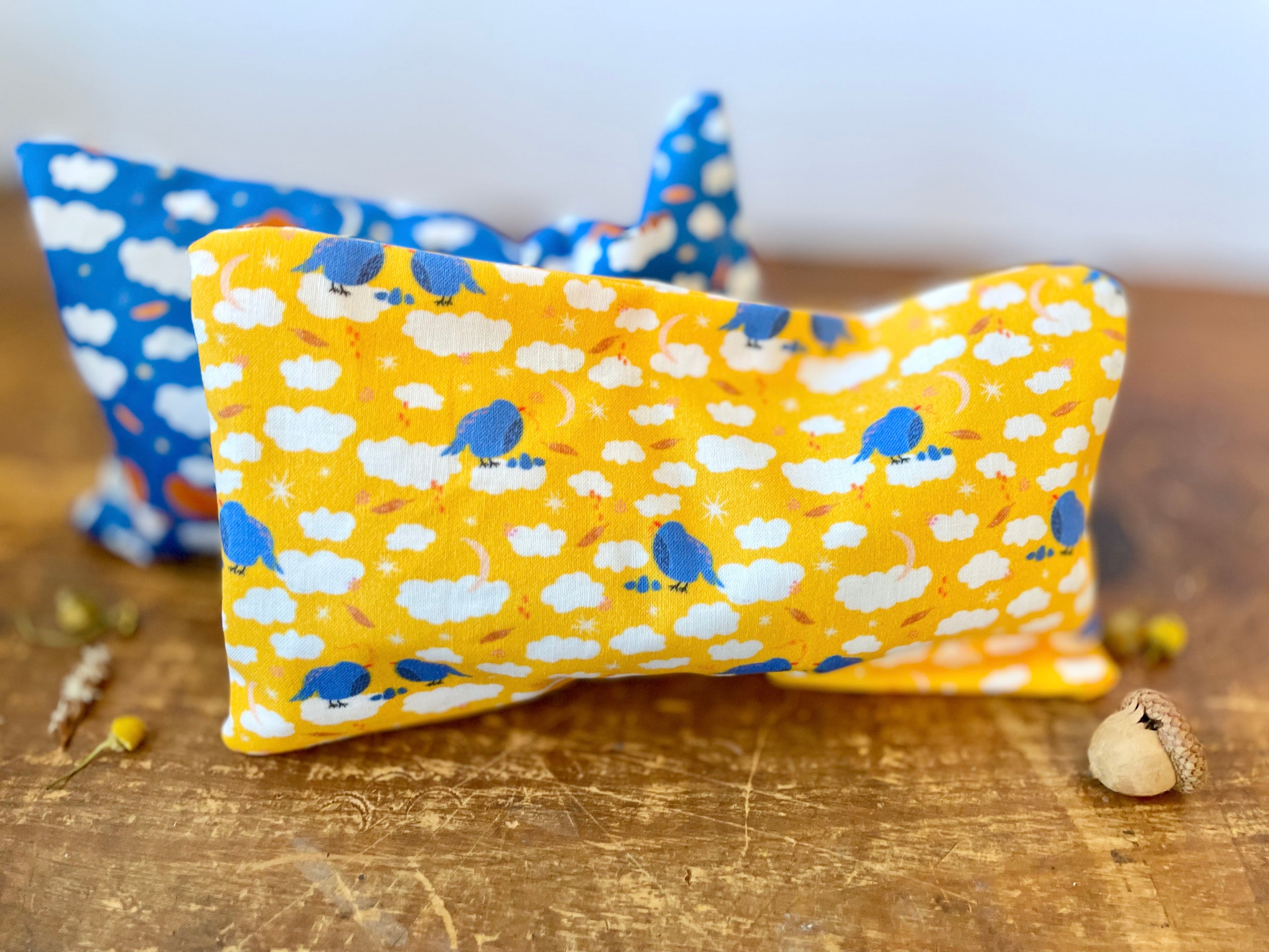 Scented Serenity Eye Pillow - Birds on Yellow (Winter Dreaming Collection)