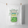 100% Organic Cotton "In a Pickle" Kitchen Tea Towel w. Hand-drawn Pickles in a Jar (Everyday Humor)