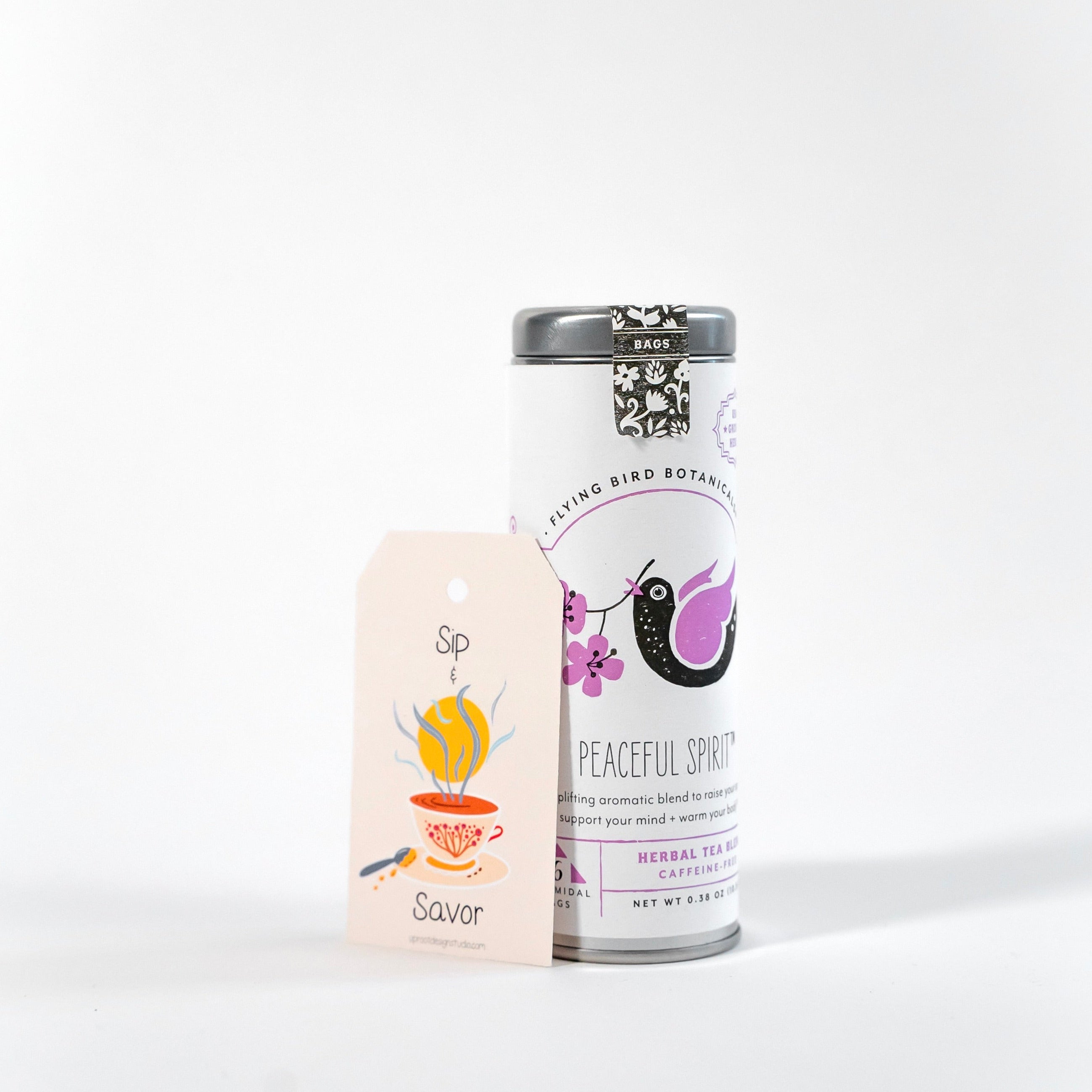 "Peaceful Spirit" Tea Time Tin: 6 Eco-Bags of Organic Tea (Mint, Floral + Lemon, Caffeine-Free)