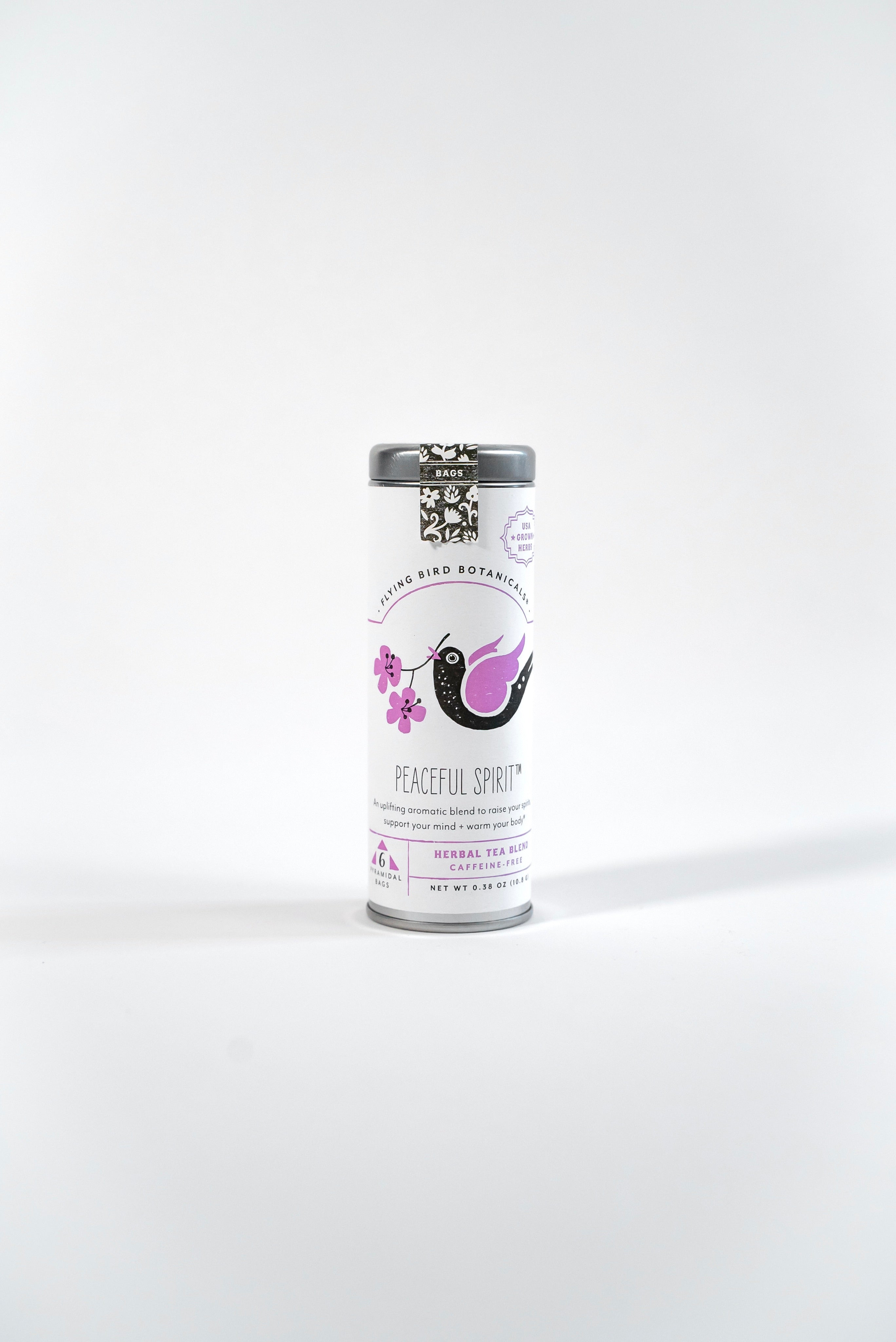 "Peaceful Spirit" Tea Time Tin: 6 Eco-Bags of Organic Tea (Mint, Floral + Lemon, Caffeine-Free)