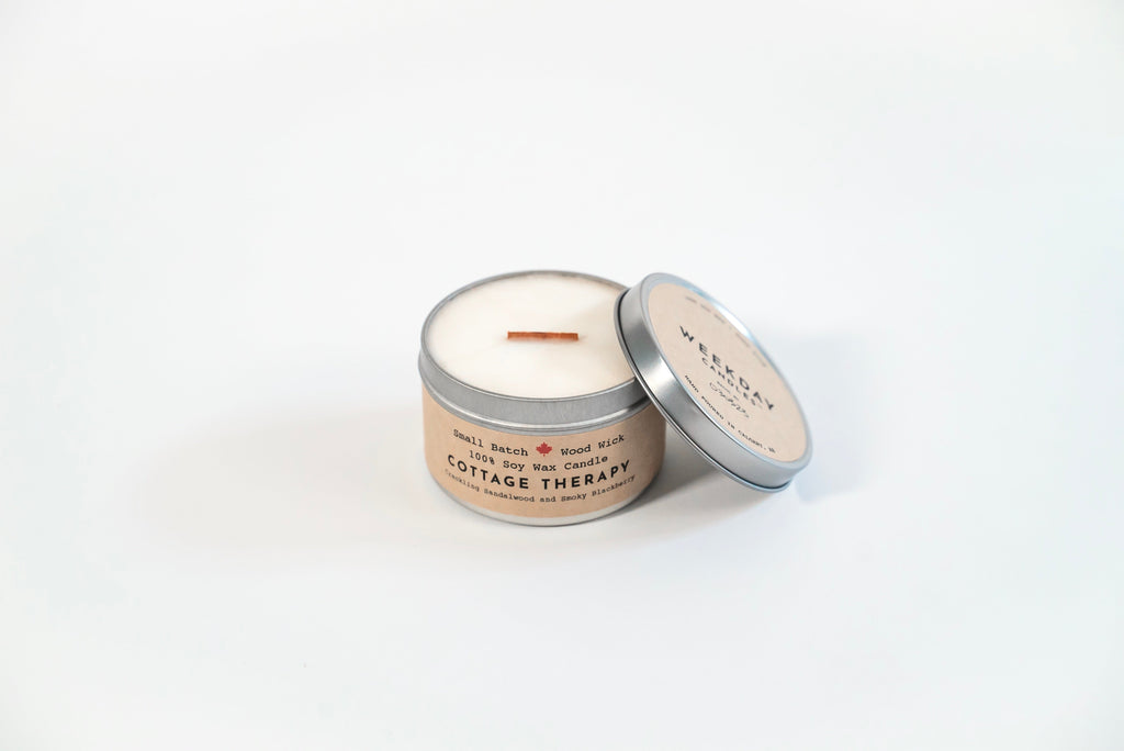 "Cottage Therapy" Soy Crackling Wick Eco-Candle - Crackling Sandalwood & Smoky Blackberry Scent (Shine On / Winter Dreaming)