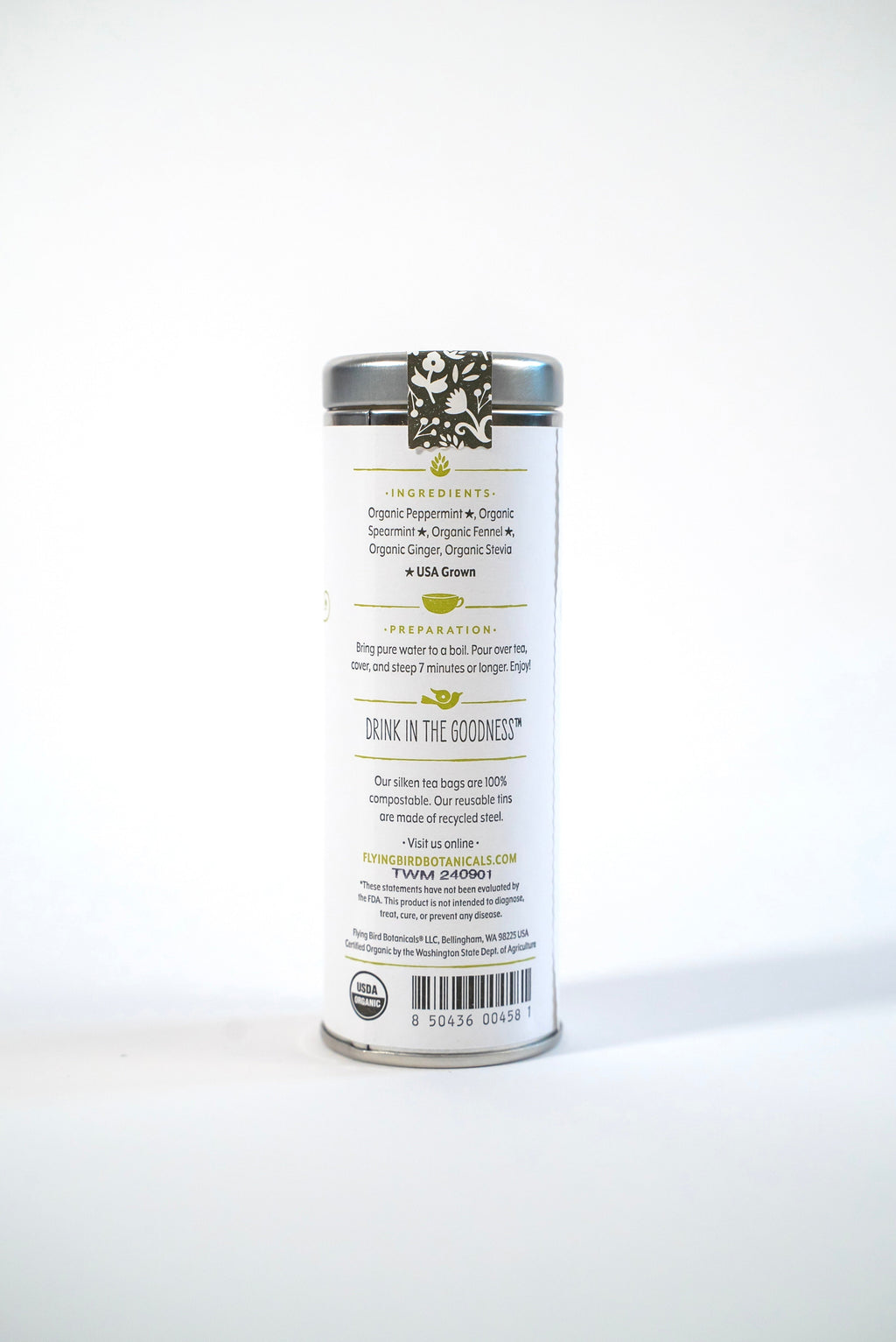 "Growing Wellness" Eco Gift Box: Basil & Leafy Greens Growing Kits, Mint Tea, Meditation Card, Greeting Card (Grow & Bloom)