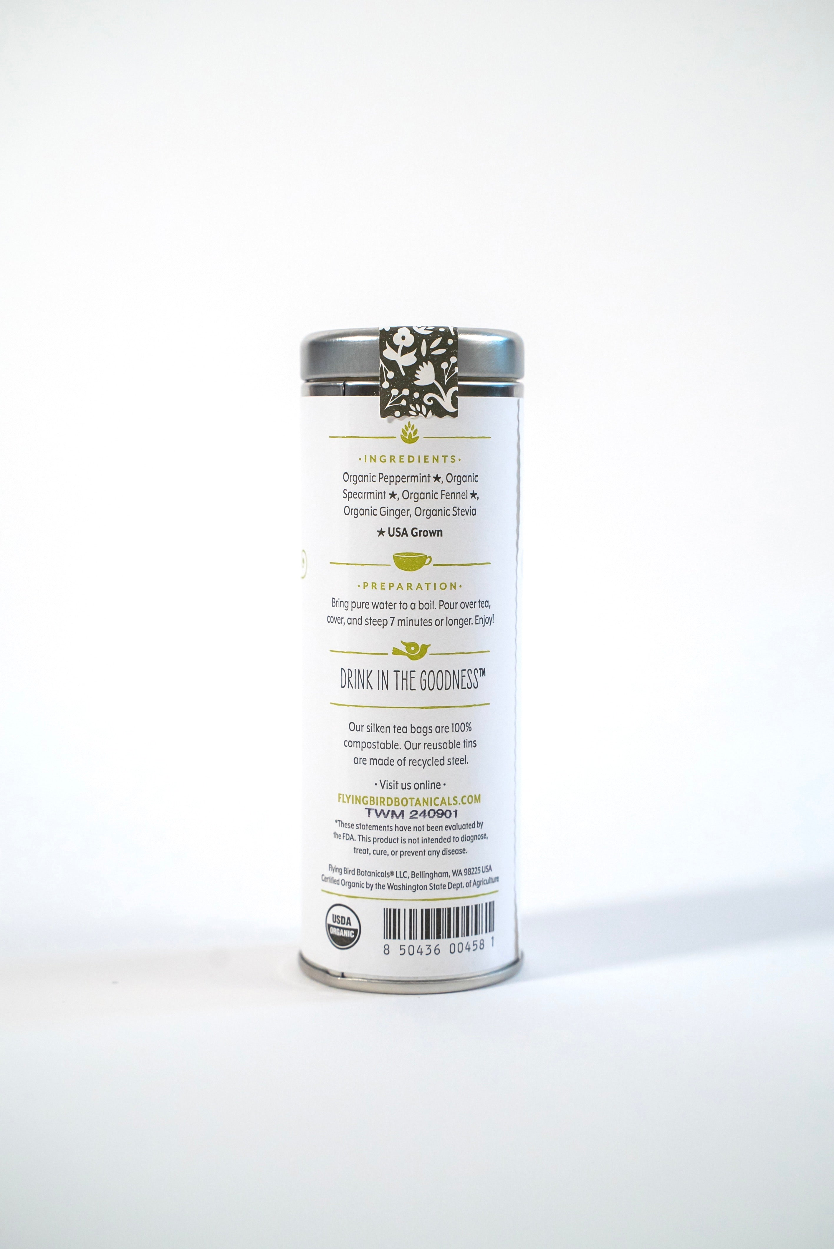 "Growing Wellness" Eco Gift Box: Basil & Leafy Greens Growing Kits, Mint Tea, Meditation Card, Greeting Card (Grow & Bloom)