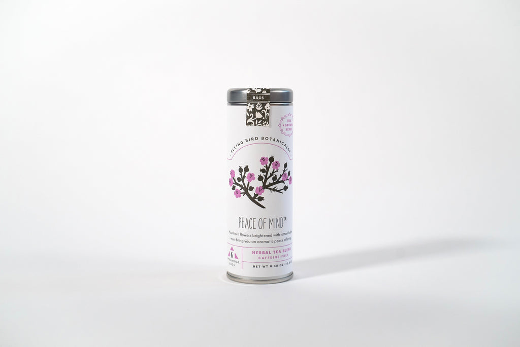 "Peace of Mind" Tea Time Tin: 6 Eco-Teabags of Organic Tea  (Floral + Lemon, Caffeine-Free)