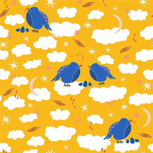 Rejuvenating Scented Sachets in "Birds" Pattern Filled with Organic Ingredients (Assorted Colors)