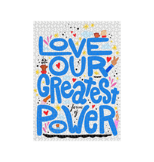 "Love is Our Greatest Form of Power" 100% Recycled Vertical Puzzle (Blue)