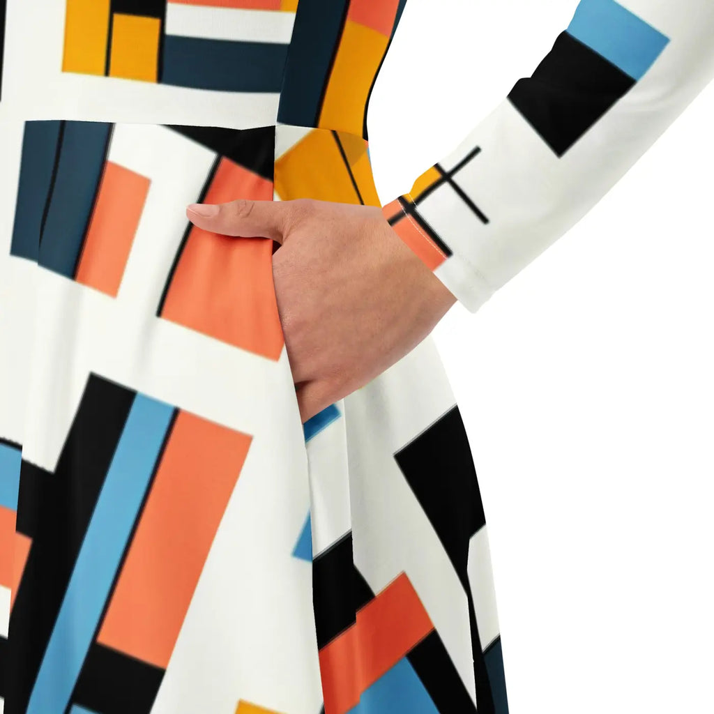 Abstract Pattern Midi Dress – Eco-friendly Cotton - Dipaliz