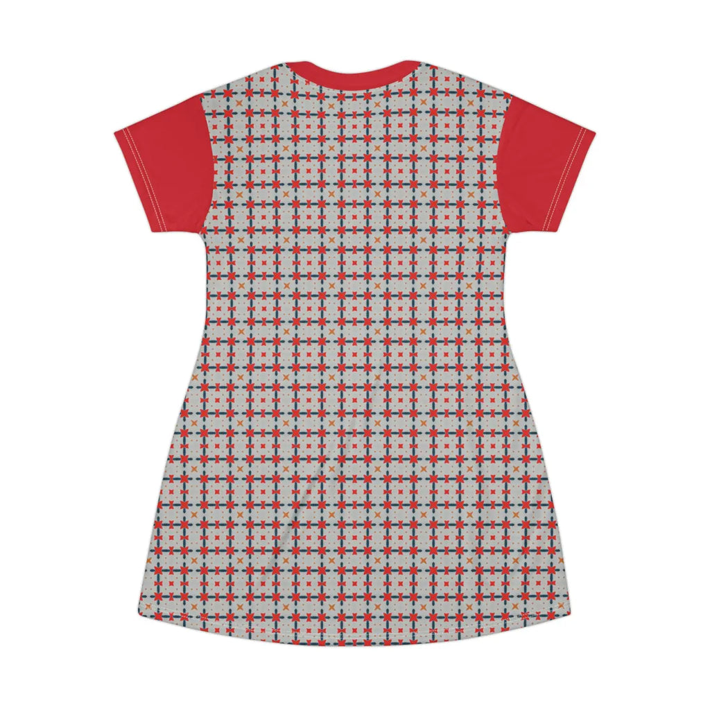 Red Pattern Shirt Dress – Eco Friendly Polyester - Dipaliz