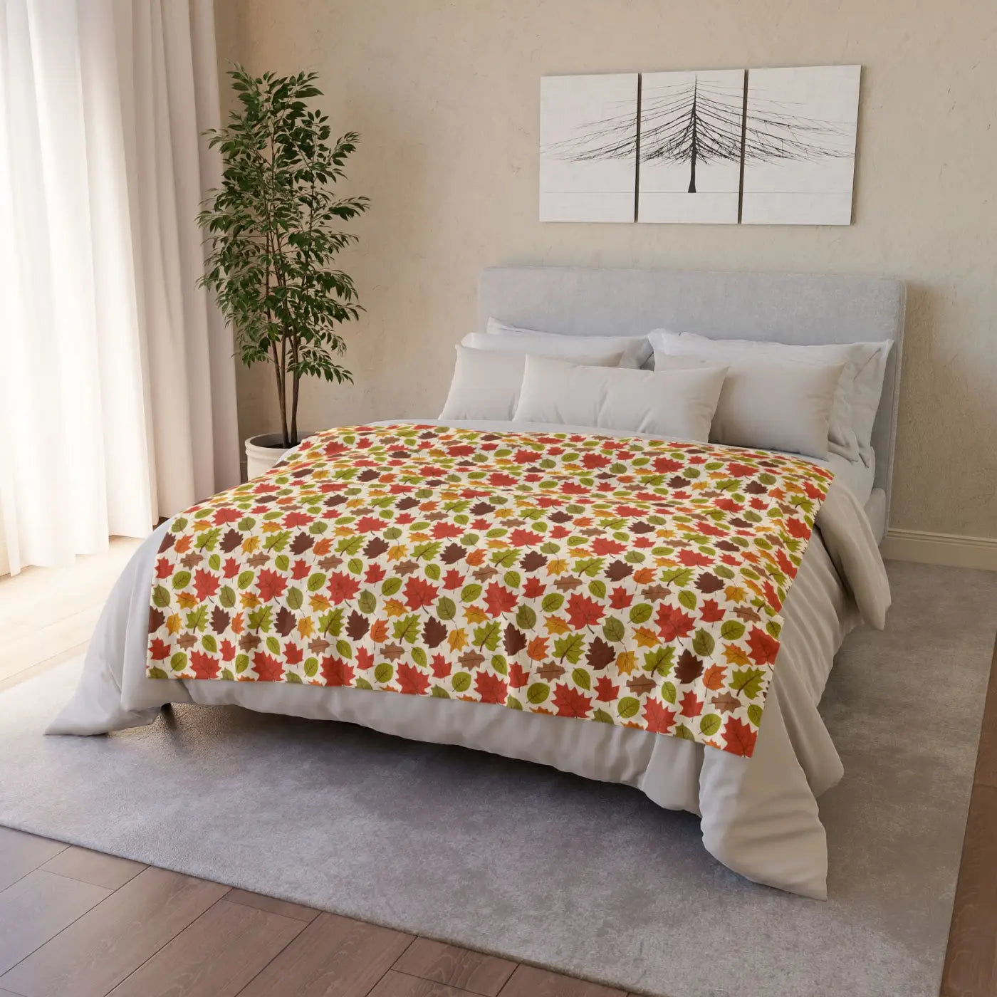 Autumn Leaves Blanket – Eco-friendly Minky Fleece - Dipaliz