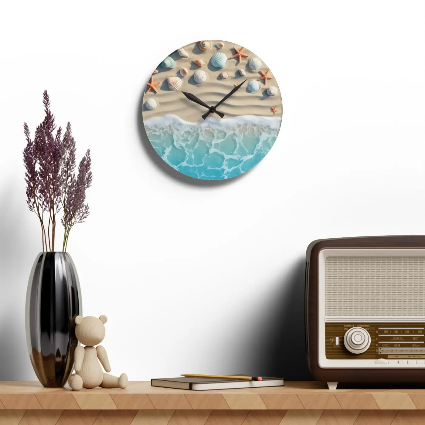 Beach Shore Acrylic Wall Clock – Coastal Decor - Dipaliz