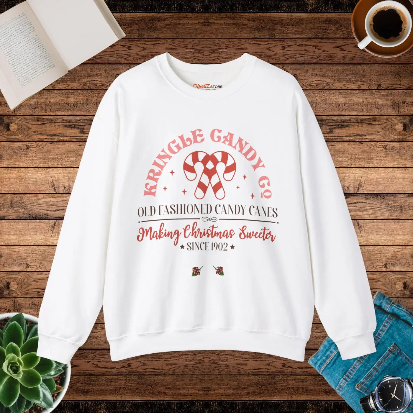 Candy Cane Sweatshirt – Eco-friendly Clothing - Dipaliz