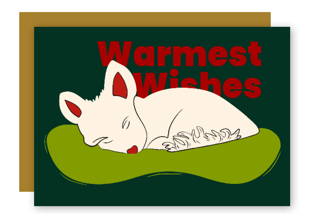 Restful Sleeping "Nap Time" Dogs Cozy Holiday Eco-Greeting Cards + Matching Envelope, Blank Inside - Assorted (Winter Wishes)