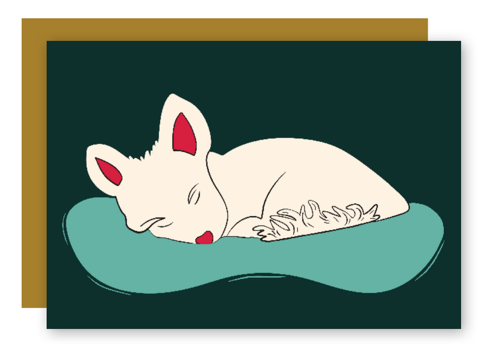 Restful Sleeping "Nap Time" Dogs Cozy Holiday Eco-Greeting Cards + Matching Envelope, Blank Inside - Assorted (Winter Wishes)