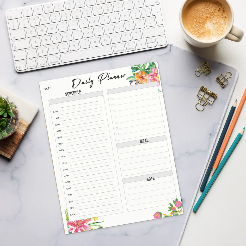 Floral Daily Planner – Eco Friendly 8.5x11 - Dipaliz