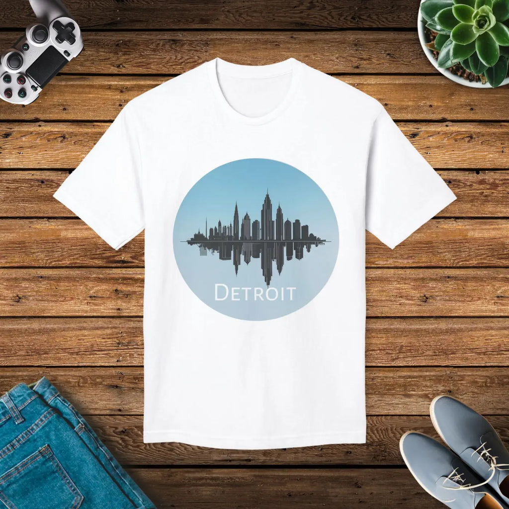 Detroit City Skyline Cotton Tee - Eco-friendly - Dipaliz