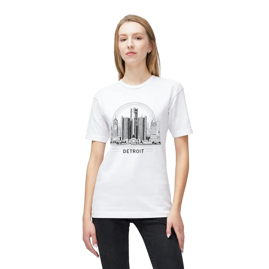 Detroit City Skyline Cotton Tee – Eco-friendly - Dipaliz