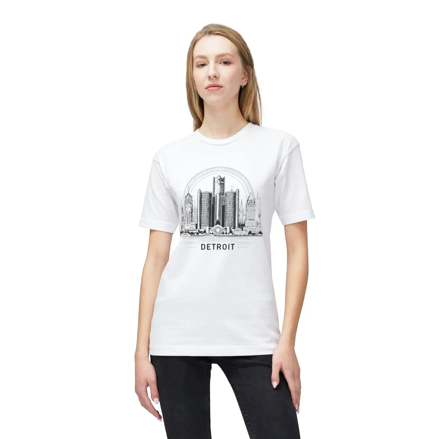Detroit City Skyline Cotton Tee – Eco-friendly - Dipaliz