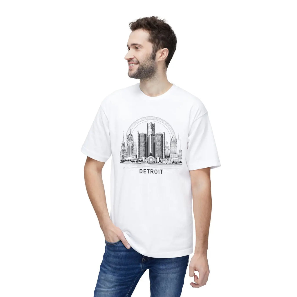 Detroit City Skyline Cotton Tee – Eco-friendly - Dipaliz